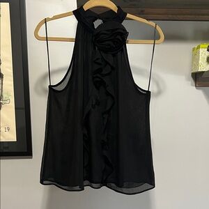 Zara Black Ruffle Sleeveless Blouse
